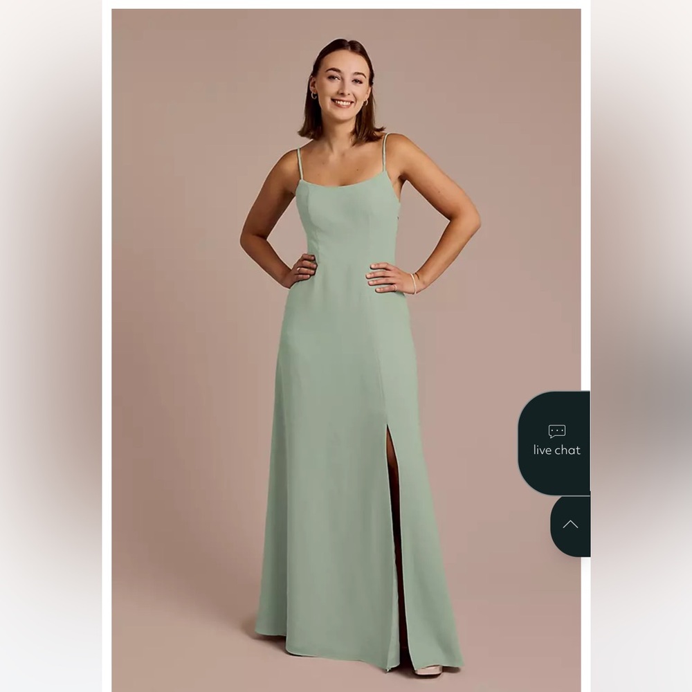 Spaghetti strap bow back chiffon dress - dusty sage - like new